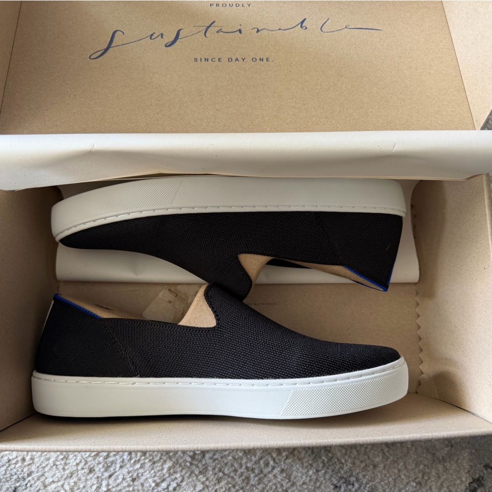 Rothy’s Black Knit Slip-On Sneakers | Women’s | New With Box